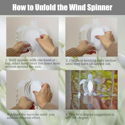 4Pack 8inch Sublimation Wind Spinner Blanks 3D Aluminum Metal Wind Sculpture Kinetic Spinners for Yard and Garden Indoor Art Ornaments Hanging Decoration (Turtle) - Image 5