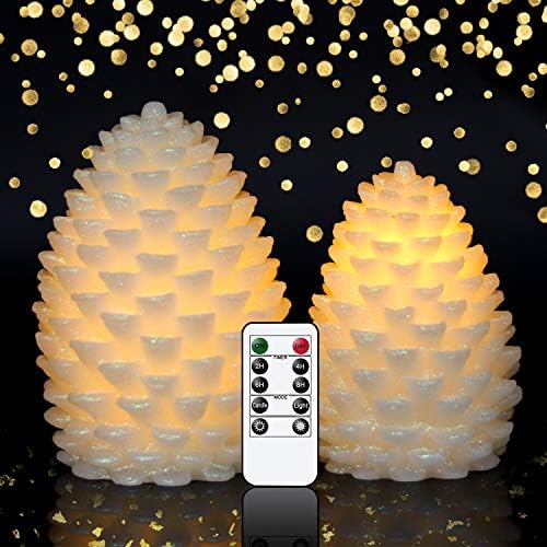 Wondise Pine Cone Flickering Flameless Candles with Remote and Timer by Wondise