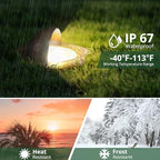 GKOLED LED Brass Well Lights, 12V In Ground Light Outdoor, IP67 Waterproof Low Voltage Landscape Lighting with MR16 Bulb and Swival Base, 5W 140LM 2700K, Up Light for Garden, Beacon Top, 12 Pack - Image 6