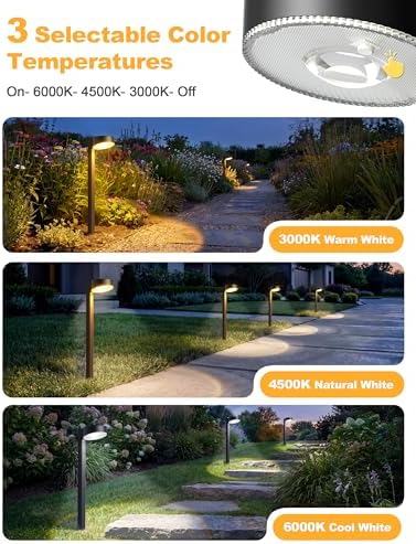 VOLISUN Solar Pathway Lights Outdoor, 12 Pack 3CCT(3000K/4500K/6000K) Bright Solar Walkway Lights, Auto On/Off, Landscape Path Lights with Optical Len & IP65 Waterproof for Yard Patio Walkway Driveway - Image 2