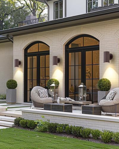 Ken & Ricky Modern Aluminum Outdoor Wall Sconce Lights,Brown Color,2 Pack - Image 5