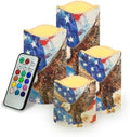 USA Eagle FlagFlameless Candles with Remote Control and Timers Color Changing Pillar Candles Battery Operated Home Patriotic Decoration Electric Fake Candles for Table Beach Wedding by Uorisanigo