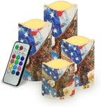 USA Eagle FlagFlameless Candles with Remote Control and Timers Color Changing Pillar Candles Battery Operated Home Patriotic Decoration Electric Fake Candles for Table Beach Wedding by Uorisanigo