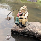 coolboy Garden Pond Couple Fishing Outdoor Statue,Yard Koi Pond Decorations - Image 3