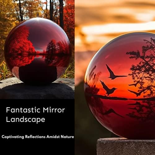12 Inch Stainless Steel Gazing Globe,v2croft Hollow Ball Mirrored Surface Polished Shiny Sphere,Garden Stainless Steel Gazing Ball for Outdoor Lawn Pond Yard Ornament(red) - Image 6