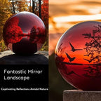 12 Inch Stainless Steel Gazing Globe,v2croft Hollow Ball Mirrored Surface Polished Shiny Sphere,Garden Stainless Steel Gazing Ball for Outdoor Lawn Pond Yard Ornament(red) - Image 6