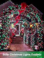 4 Pack Solar Christmas Lights Outdoor Waterproof, 132FT 400LED Solar String Lights Green Wire Fairy Lights, Solar Twinkle Lights with 8 Lighting Modes for Xmas Garden Decorations (Red&Green) - Image 7