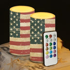 4th of July Flamless Candles Flickering LED Battery Operated Elictric Pillar Candles with Timer and Remote for Independence Day Patriotic Decorations, Retro American Flag - Image 4