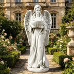 Outdoor Angel Statue with Birdbath, Garden Sculpture Decorations for Yard Patio Deck Home Entryway Hallway (Angel-Grey) - Image 7