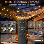 72ft Outdoor String Lights with Remote & Dimmer,36+2 Commercial Grade IP65 Waterproof Bulbs, 2700K Warm White,3 Lighting Modes & Timer,Includes 40 Cable Ties for Patio,Garden, Party - Image 4