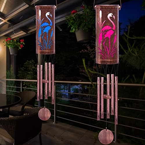 FSVGYY Solar Flamingo Wind Chime 30 Inch Metal Outdoor Hanging Light - Image 5