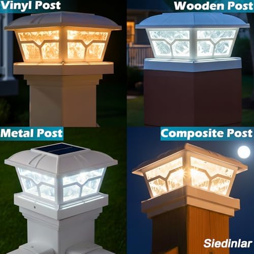 SIEDiNLAR Solar Post Cap Lights Outdoor 2 Modes, 10 Pack, White, Warm/White - Image 2