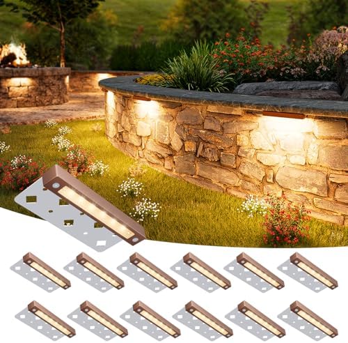 VOLISUN 7 Inch Retaining Wall Lights, 2700K Hardscape Lighting, 12 Pack by VOLISUN