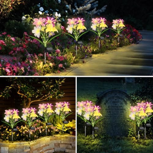 4 Pack Lily Solar Path Lights, IP65 Waterproof (Multicolor butterfily) - Image 5