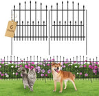 Decorative Garden Fence - 32in(H) x 14.5Ft(L) No Dig Heavy Duty Metal Rabbit Dog Fence Outdoor for Yard Rust-Proof Garden Fencing Animal Barrier Border for Patio Flower Bed (6 Panels + 7 Stakes) by GLAINTE