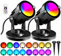 RGBW 8W LED Spotlight with Remote, 16 Color Changing Landscape Lighting for Outdoor Indoor, 120V Plug-in & 6FT Cord, Spotlight Flag Light for Garden Tree (2) by Agdjasa