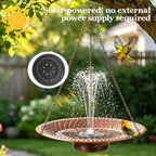 19.6" Large Bird Bath with Solar Fountain, LED & Battery Hanging Birdbath - Image 3
