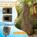 Outdoor Water Fountain, 40" H Tree Trunk Fountain with 5 Waterfalls, 6 Tiers Cascading Garden Water Feature with LED Lights, Featured Pump Access Door for Patio Lawn Yard - Image 4