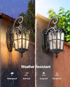 DEWENWILS 17.7" Outdoor Wall Lights, Black Roman Waterproof Porch Lantern - Image 5