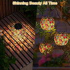 Uspring 2 Pack Red & Blue Crystal Mosaic Solar Lanterns Outdoor Waterproof Decorative Hanging Solar Lights for Outside - Image 4