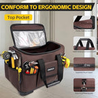 19-Inch Tool Bags For Men Heavy Duty, 29 Pockets Large Tool Organizer Bag with Hard Plastic Bottom & Waterproof Oxford, Electrician Tool Bag for HVAC Mechanic Contractor Construction Work - Image 4