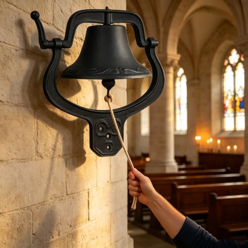 17'' Large Cast Iron Dinner Bell, Farmhouse Hanging Bell for Outdoor Use - Image 4