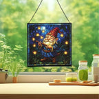 Firefly Song Gnome Stained Glass Suncatcher – Square Hanging Window Panel for Home or Greenhouse – Whimsical Glass Art Gift for Garden Lovers, Christmas, Halloween, Father Days tuXz8P - Image 2