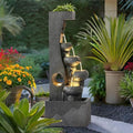 Water Fountain Outdoor, 5-Tier Cascading Bowl Waterfall Fountain, Large Water Feature with 5 LED Lights, 39" Modern Indoor Floor-Standing Garden Fountain for Patio, Backyard, Porch by USSerenaY