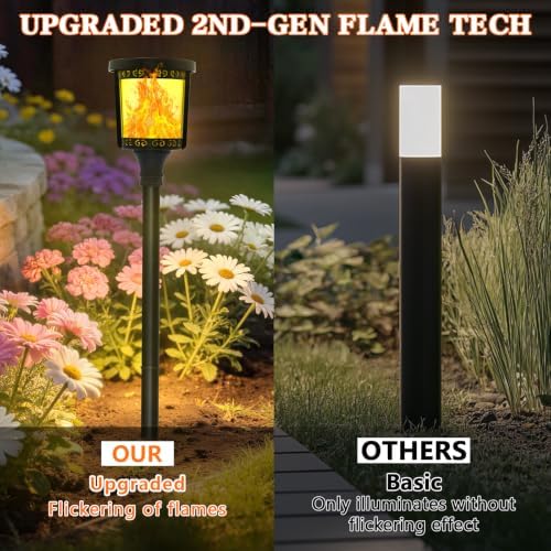 Swingers Solar Torch Lights Outdoor, 33" Tall Flickering Flame Lights - Image 3