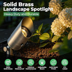 Gardencoin Solid Brass Low Voltage Landscape Spotlights, 12V Waterproof Outdoor Spot Lights, Wired Heavy Duty Bronze Accent Uplights for Yard Garden House Tree Lawn, Without Bulb (4 Pack) - Image 2