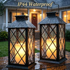 2 Pack 14'' Large Tempered Glass Solar Lanterns Outdoor Waterproof - Image 6