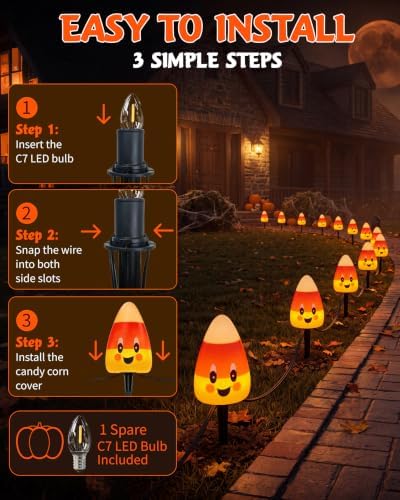 Halloween Candy Corn Lights Outdoor,4PCS Candy Corn Pathway Lights - Image 4