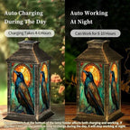 Solar Lantern Stained Glass Raven Vibrant Feathers Golden Sun Wildlife Art Outdoor Waterproof Hanging Solar Light Outside Lights for Patio Yard House Lawn Decor Birthday Gifts for Women Mom - Image 4
