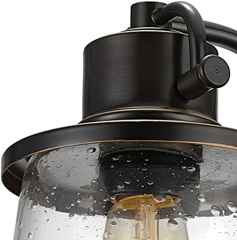 Globe Electric 44127 Charlie 1-Light Outdoor Indoor Wall Sconce, LED Bulb Included, Oil Rubbed Bronze, Clear Seeded Glass Shade, 500 Lumen - Image 6