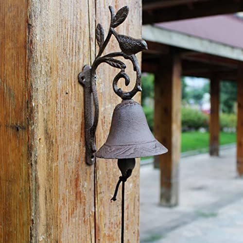 Vintage Rustic Cast Iron Doorbell, Sign with Branches & Birds, Manually Shaking Wall Hanging Doorbell, Indoor Outdoor Wall Mounted Dinner Bell by Unknown