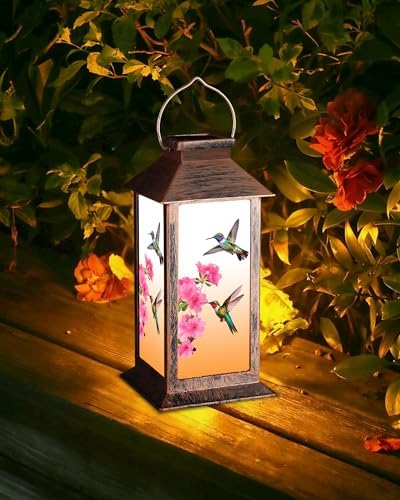 Fussion Solar Lanterns Outdoor Waterproof Garden Decor Birthday Gifts for Women Mom Grandma Sister, Hanging LED Plastic Solar Lights Outside Gardening Decorations for Yard Patio - Hummingbird - 2 Pack - Image 2