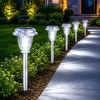 DERAYSION Solar Lights Outdoor, Metal Glass Solar Pathway Lights by DERAYSIONSolarLighting