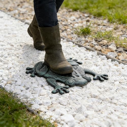 Lawei Cast Iron Frog Stepping Stone, Vintage Green Sturdy Outdoor Garden Statue, Unique Decorative Frog Flagstone Mat for Patio, Lawn, Yard, Garden Walkway, Non-Slip Entryway Rug, 12 x 10.6 in - Image 6