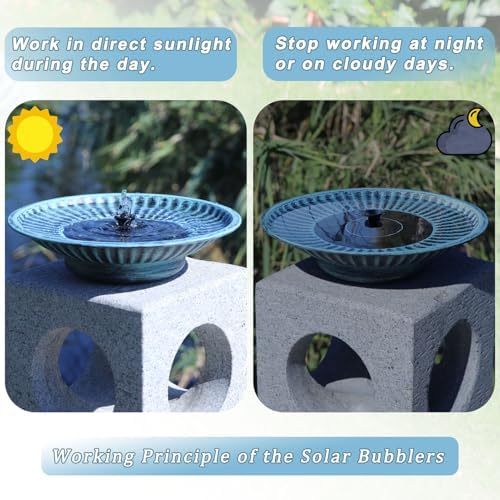 12.3" Solar Bird Bath Bowl,Metal Solar Bird Bath Fountains for Outdoors - Image 5