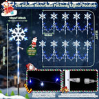 10 Pcs Christmas Snowflake Pathway Stake Lights for Outdoor Yard, 370 Bright LEDs Waterproof Large Christmas Snowflake Light Decoration for Garden Lawn Driveway Walkway Decor (Blue White) - Image 2