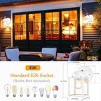 Outdoor Wall Light Fixture, Metal Glass, White, 4 Pack - Image 4