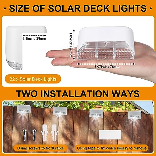 Geelin 32 Pcs Solar Deck Step Lights Outdoor, White Shell Cool White Light - Image 2
