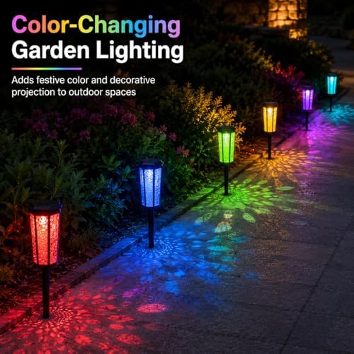 Solar Pathway Lights Outdoor, 6 Pack Amber and RGB Garden Lights - Image 3