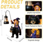 Garden Gnome Decoration, Funny Resin Solar Gnome Statue for Lawn Patio Yard Outdoor Decor, Bear Riding Gnome Figurine with Lantern, Gift for Women and Men (Gnome-H) - Image 2