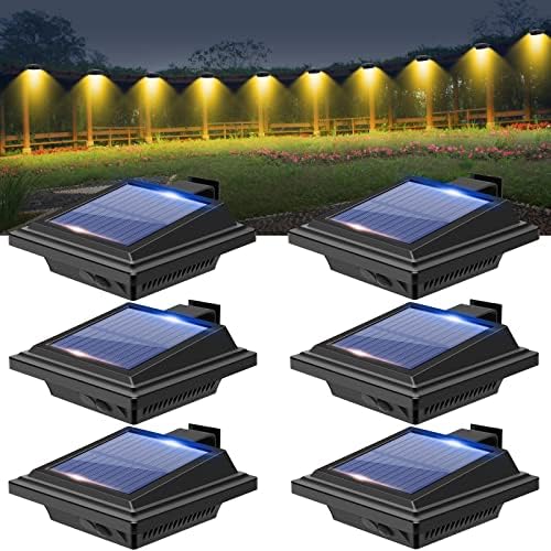 Gutter Solar Patio Decor Lights, 40 LED Deck Outdoor Waterproof Fence for Wall Backyard Porch, Pool, Step Stairs, Yard, Garden, Pathway (6 Pack-Black, Warm White) by BILLION+DUO