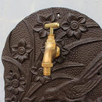 Rustic Cast Iron Wall Mounted Hand Sink with Birds On Flower Branch Signs On European Home Garden Decor Metal Wash Basin Stand Wall Water Fountain - Image 6