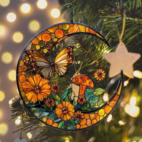 Boho Forest Mushroom Butterfly Acrylic Suncatcher - Image 6