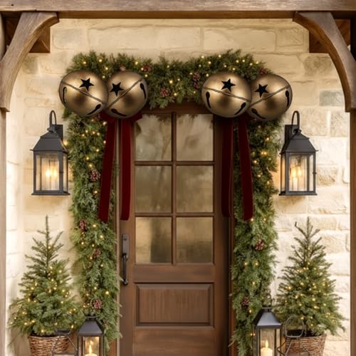 Civaner 1 Pcs 8 Inch Giant Metal Christmas Bronze Jingle Bell - Image 3
