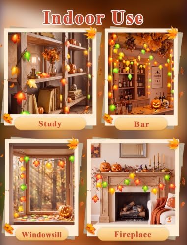 Fall Decor String Lights, 12FT 20 LED Thanksgiving Leaf Lights Plug in - Image 7