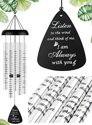 Fabuday 32'' Sympathy Wind Chimes Memorial Gift for Loss of Loved One Black by Fabuday